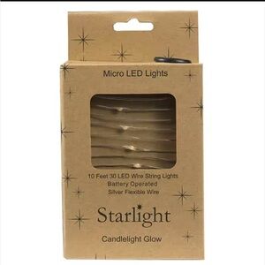 3/$30 set of 2 Candlelight Glow Micro LED Lights 16.5’ on gold flexable wire